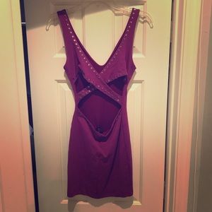 Bebe Bodycon Dress w/ back detail size xs purple